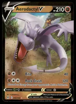 Pokemon Cards Aerodactyl V 092/196 Holo Lost Origin Holo V Rare LP - Image 1