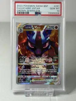 PSA 10 LUCARIO VSTAR SWSH 291 CROWN ZENITH Pokemon Center ETB Stamped PROMO! - Image 1