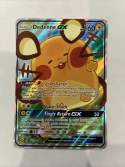 Pokemon TCG Dedenne GX 195A/214 Alternate Art Promo Full Art GX Holo Card - Image 1