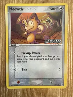 Pokemon TCG Meowth EX Delta Species 77/113 Reverse Holo Common LP - Image 1