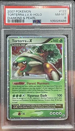 PSA 8 TORTERRA LV.X-HOLO 2007 POKEMON DIAMOND & PEARL #122 SWIRL - Image 1
