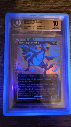 MTG Traveling Chocobo (Borderless) (Neon Ink Blue) Final Fantasy Foil BGS 10 - Image 3