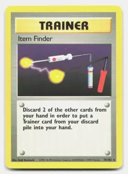 Item Finder 74/102 Rare Base Set Unlimited Pokemon LP - Image 1