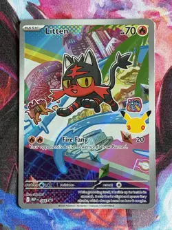 Litten 044 Pokemon First Partner Pack 30th Anniversary Stamp Promo NM - Image 1