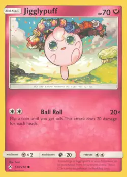 JIGGLYPUFF 134/214 COMMON UNBROKEN BONDS POKEMON NEAR MINT - Image 1