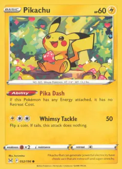 PIKACHU 052/196 COMMON LOST ORIGIN POKEMON NEAR MINT - Image 1