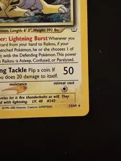Raikou Pokemon Unlimited Holo Neo Revelation 13/64 2001 SWIRL💫 - Image 4