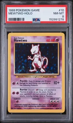 1999 POKEMON GAME 10 MEWTWO HOLO PSA 8 - Image 1