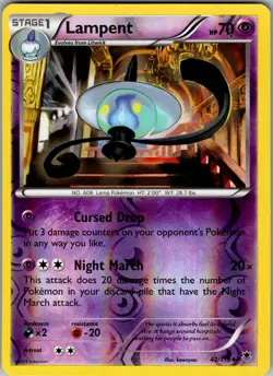 Lampent 42/119 Uncommon Phantom Forces Pokemon Reverse Holo Moderately Played - Image 1