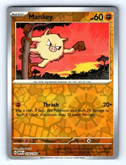 Mankey 056/165 Common 151 Pokemon Reverse Holo Near Mint - Image 1