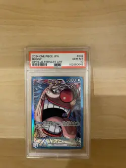 Bandai 2024 Japanese One Piece OP09-042 Buggy Leader Alt Art Foil PSA 10 - Image 1