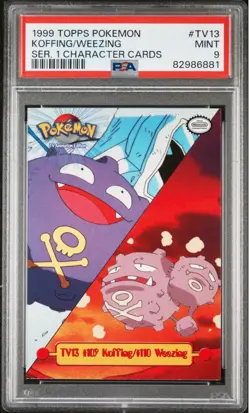 1999 TOPPS POKEMON SERIES 1 CHARACTER CARDS #TV13 KOFFING/WEEZING SER. 1 - Image 1