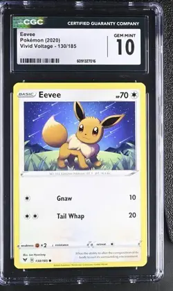 ✨ CGC 10 ENGLISH Eevee 130/185 2020 Vivid Voltage Pokemon Card - Image 1