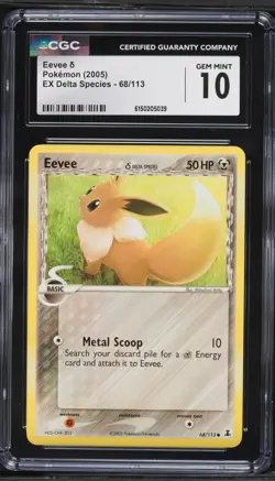 CGC 10 ENGLISH Eevee 68/113 Delta Species EX Delta Species Pokemon Card - Image 1
