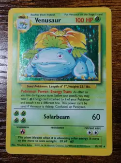 Venusaur 15/102 Additional Yellow Ink Error Misprint Base Set Pokemon Card HP ^ - Image 1