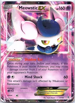 Meowstic EX 37/83 Holo EX Rare Generations Pokemon Damaged - Image 1