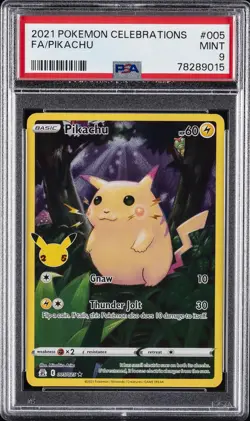 2021 POKEMON CELEBRATIONS #005 FULL ART/PIKACHU PSA 9 - Image 1