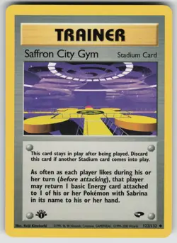 Saffron City Gym 122/132 Uncommon Gym Challenge Pokemon 1st Edition LP - Image 1