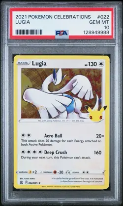2021 POKEMON CELEBRATIONS #022 LUGIA PSA 10 HOLO STAMP - Image 1