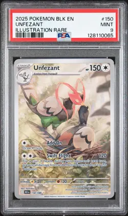PSA 9 - UNFEZANT - 150/086 BLK EN-BLACK BOLT ILLUSTRATION RARE POKEMON - Image 1