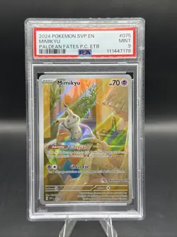 Mimikyu Pokemon Center Stamp Paldean Fates Pokemon Center ETB 075 PSA 9 - Image 1