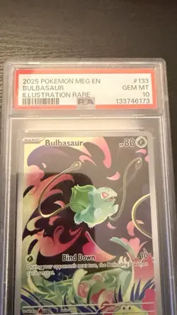 Pokemon Company 2025 Bulbasaur ME01 Illustration Rare Holo 133/132 PSA 10 EN - Image 2