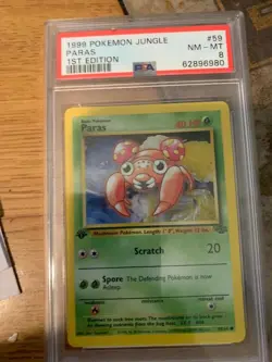 1999 pokemon jungle 1ST edition #59 PARAS PSA 8 - Image 1