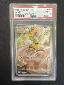 2025 Pokemon Phantasmal Flames Yamper Illustration Rare #099/094 PSA 8 - Image 1