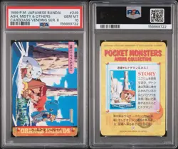 PSA 10 1999 POKEMON JPN BANDAI CARDDASS VENDING SER 8 #249 ASH, MISTY & OTHERS - Image 1