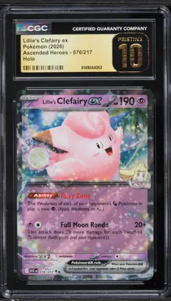 CGC 10 Pristine ENGLISH Lillie's Clefairy ex 076/217 Ascended Heroes Pokemon - Image 1