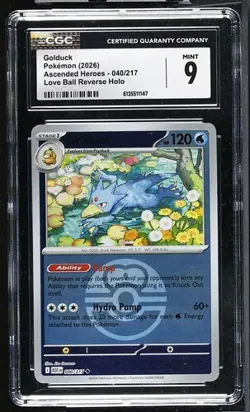 CGC 9 ENGLISH Golduck Love Ball Reverse 040/217 Ascended Heroes Pokemon - Image 1