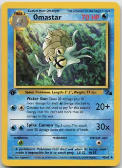 Omastar 40/62 Uncommon Fossil Pokemon 1st Edition LP - Image 1