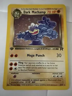 Dark Machamp Team Rocket Holo Rare 1st Edition 70 HP 10/82 English - Image 1