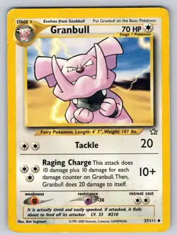 Granbull 37/111 Unlimited Uncommon Neo Genesis Pokemon Heavily Played - Image 1