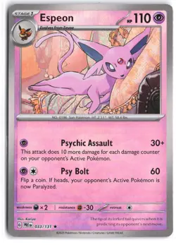 Espeon (Master Ball Pattern) 033/131 Rare Prismatic Evolutions Pokemon NM - Image 1