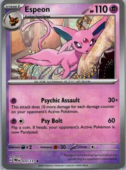 Espeon (Master Ball Pattern) Rare SV: Prismatic Evolutions 033/131 NM - Image 1