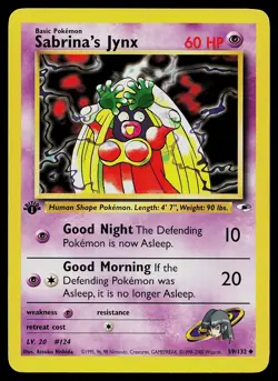 Pokemon Card - Sabrina's Jynx Gym Heroes 59/132 1st Edition Uncommon - Image 1