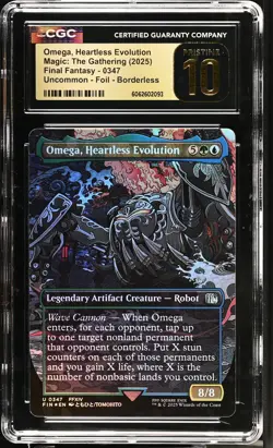 OMEGA, HEARTLESS EVOLUTION Final Fantasy Borderless Foil CGC Pristine 10 MTG - Image 1