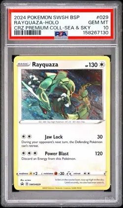 2024 POKEMON RAYQUAZA SWSH029 BLACK STAR PROMO SEA & SKY COSMO HOLO PSA 10 - Image 1