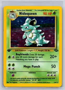 Nidoqueen 7/64 Rare Jungle Pokemon 1st Edition Holo Heavily Played HP - Image 1
