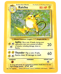 Pokemon Base Set - Raichu - Unlimited Holo Rare WoTC - LP - 14/102 - Image 1