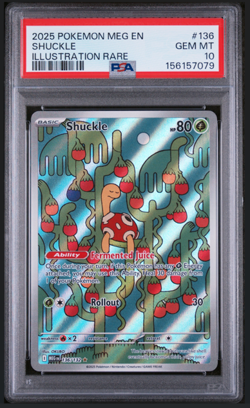 2025 Pokemon Mega Evolution Shuckle Illustration Rare #136/132 PSA 10 GEM MINT - Image 1