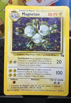 Wizards of the Coast Pokemon TCG Fossil Magneton 11/62 Holo Rare FR 1999 80HP - Image 3