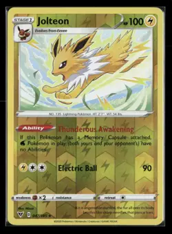 Jolteon 047/185 Rare Vivid Voltage Pokemon Reverse Holo Near Mint - Image 1