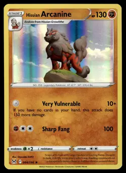 Hisuian Arcanine 084/196 Holo Rare Lost Origin Pokemon Near Mint - Image 1