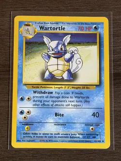 Wartortle 42/102 Uncommon Base Set Unlimited Pokemon Moderately Played - Image 1