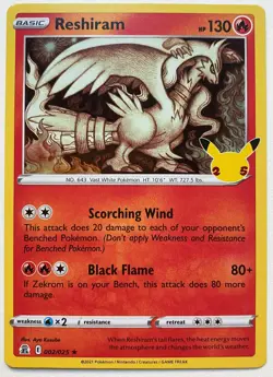 Reshiram 002/025 Celebrations Holo Pokemon - Image 1
