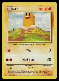 Pokemon Card Base Set Unlimited Diglett 47/102 1999-2000 4th Print UK Exclusive - Image 1