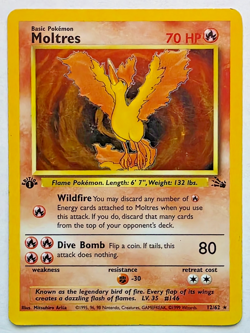 1999 Pokemon Fossil Moltres 1st Edition Holo 12/62 WOTC Vintage HP - Image 1
