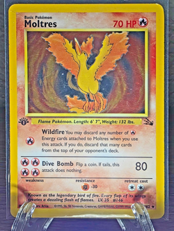 1999 Pokemon Fossil Moltres 1st Edition Holo 12/62 WOTC Vintage HP - Image 3